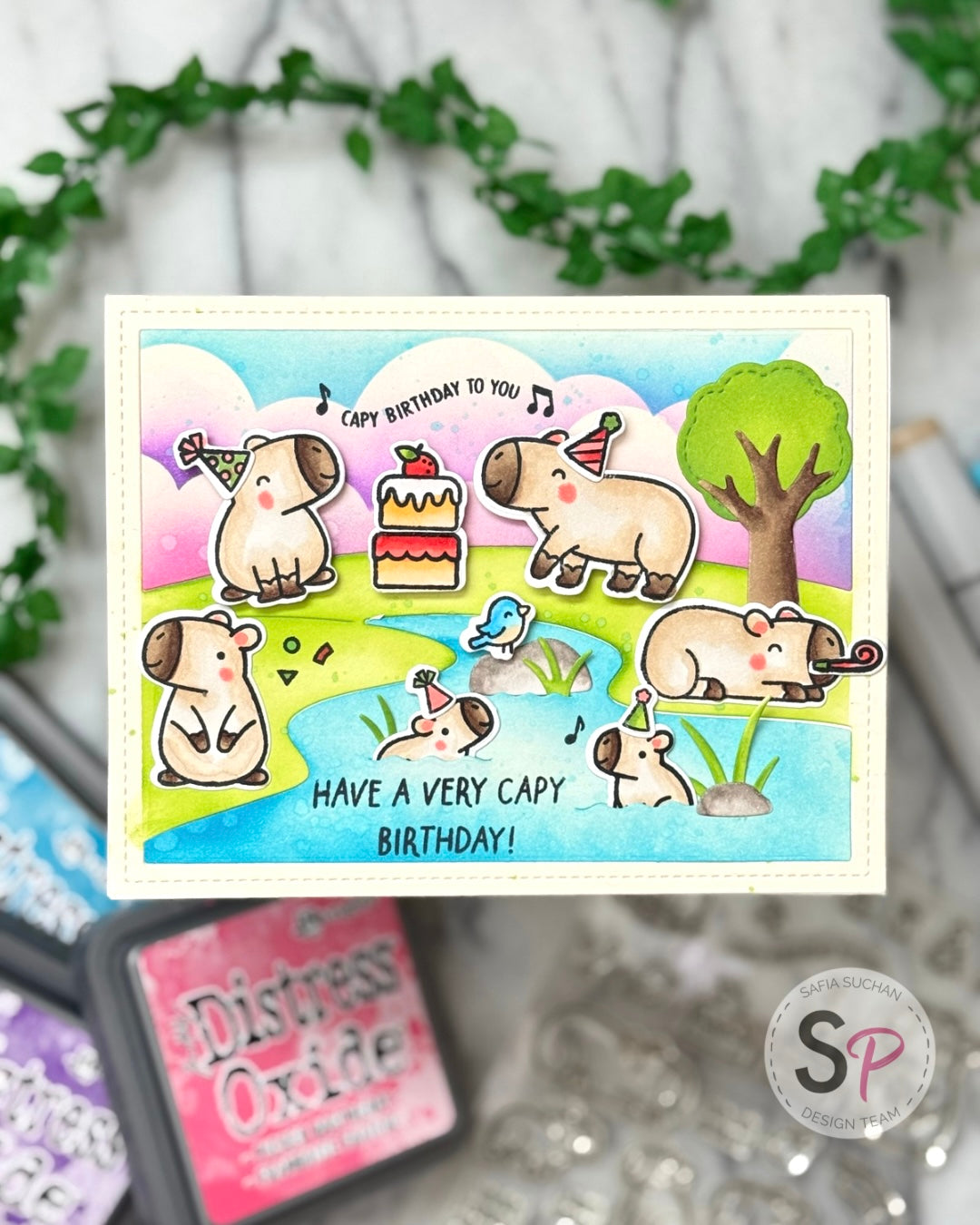 Lawn Fawn Capybaras - Birthday Card