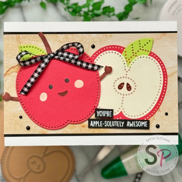 Spellbinders - Felt Cheeky Apple - Teacher Card
