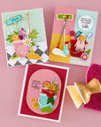 Spellbinders - Shiny New Day Collection - Clear Stamps - Shiny New Day Sentiments - Scratch & Dent