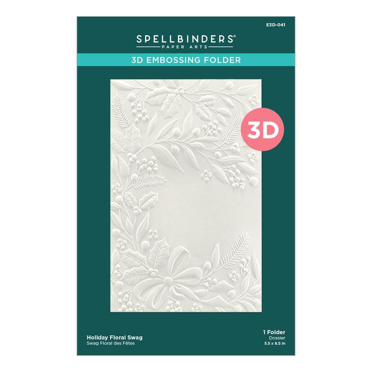 Spellbinders - Christmas Collection - 3D Embossing Folder - Holiday Floral Swag-ScrapbookPal