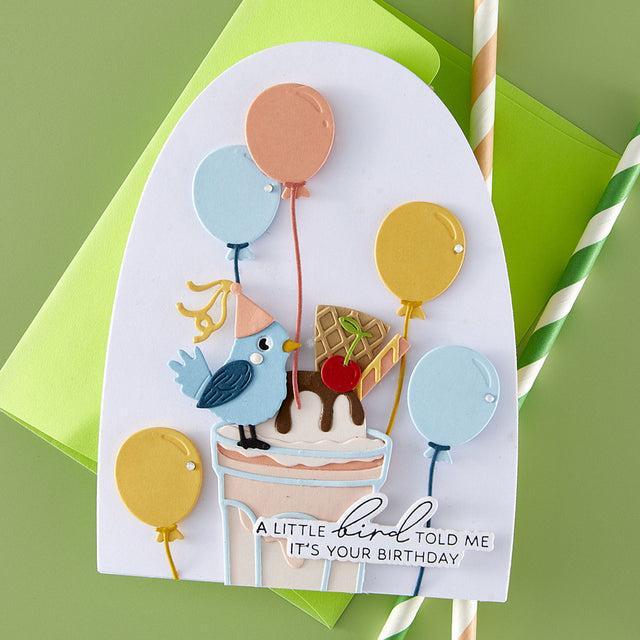 Spellbinders - Happier Hour Collection - Press Plate & Dies - Fountain Wishes Sentiments-ScrapbookPal