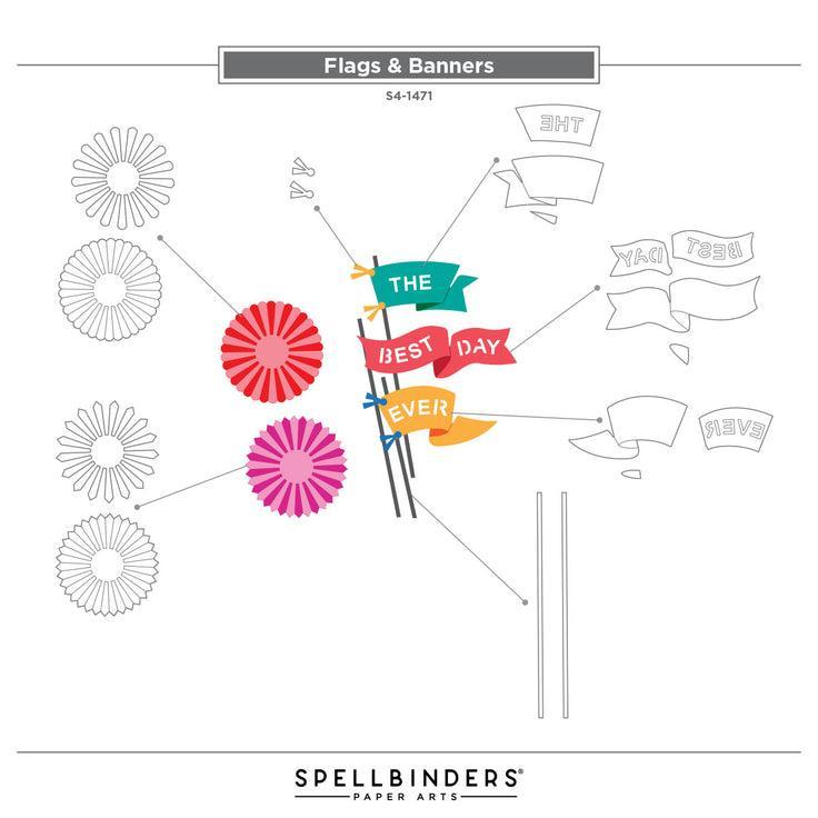 Spellbinders - Say Cheese Classic Mouse - Dies - Flags & Banners-ScrapbookPal