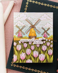 Spellbinders - Yana's Tulips Collection - Letterpress + Foil Plate & Stencils - Windmills and Tulips-ScrapbookPal