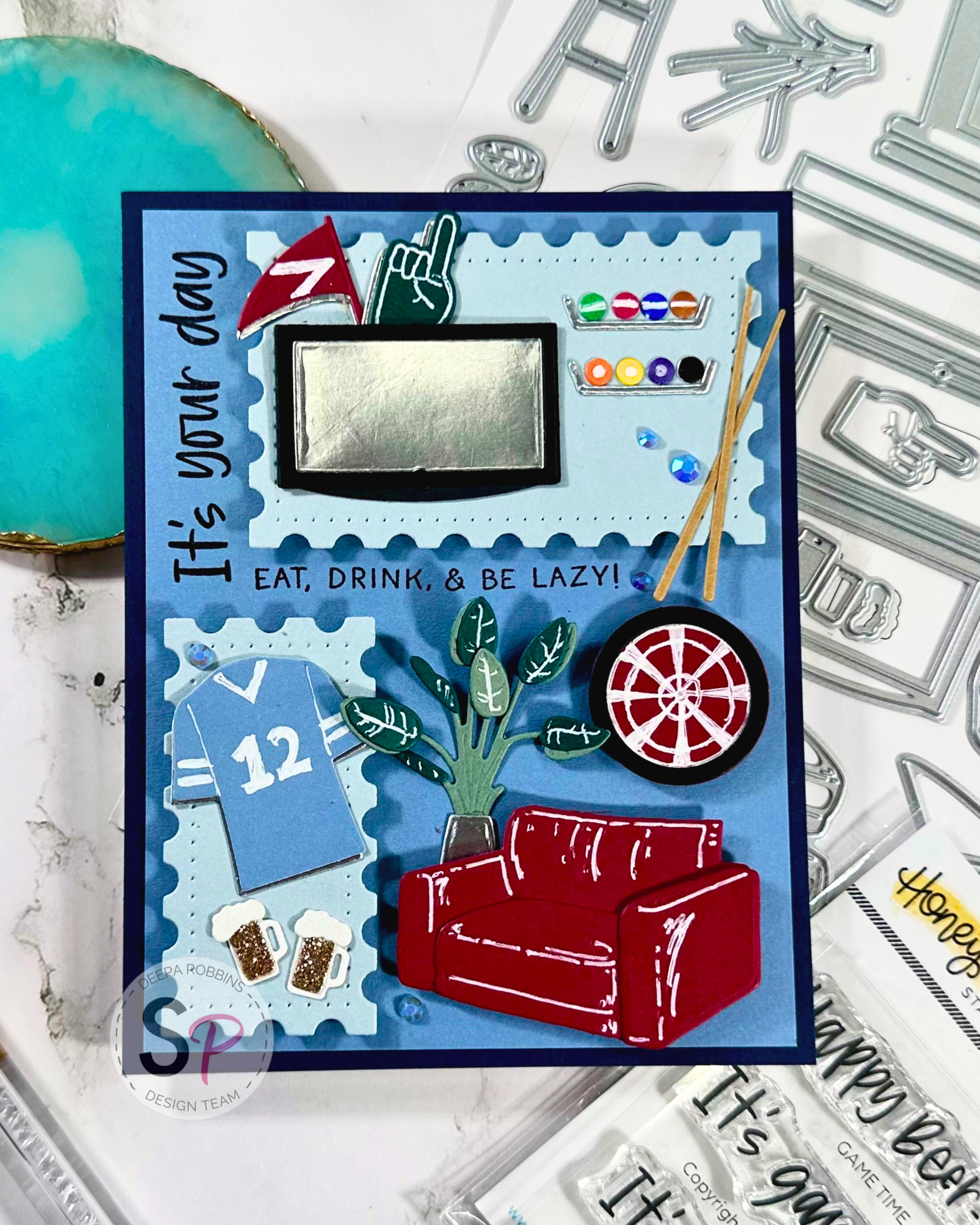 Honey Bee Stamps | Lovely Layers: Man-Cave Dies & Game Time Stamps