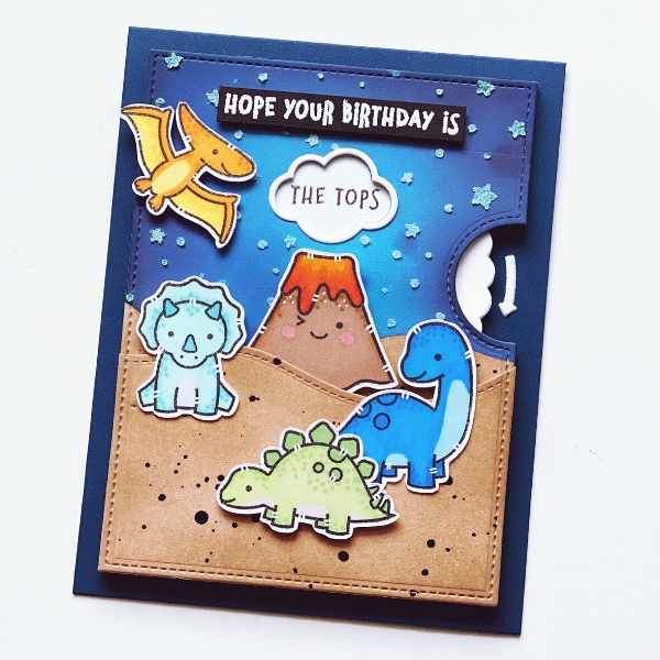 Lawn Fawn Reveal Wheel Dinosaur Birthday Card