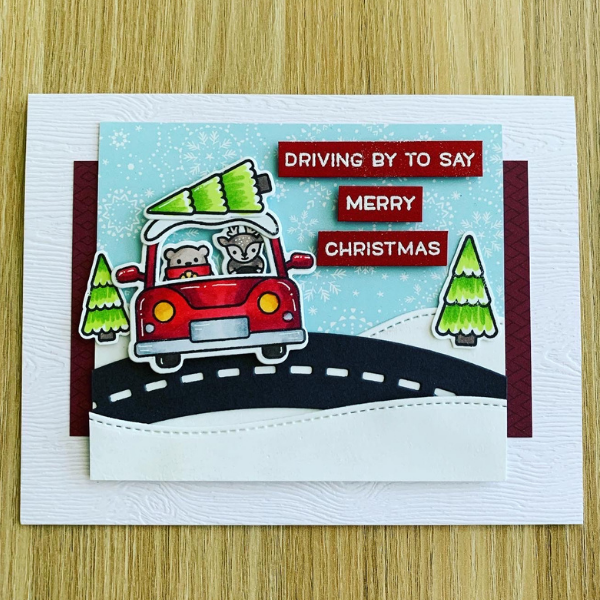 Lawn Fawn Car Critters Christmas Card