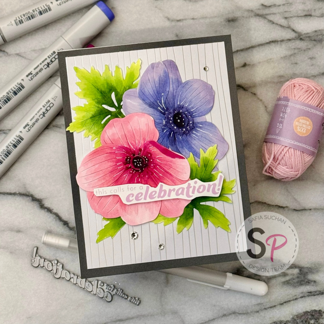 Altenew Build-a-Flower: Anemone Blue Poppy - Birthday Card