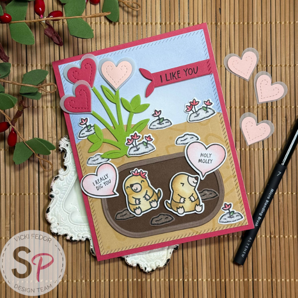 Lawn Fawn - A Mole Lot of Love with Heart Blooms