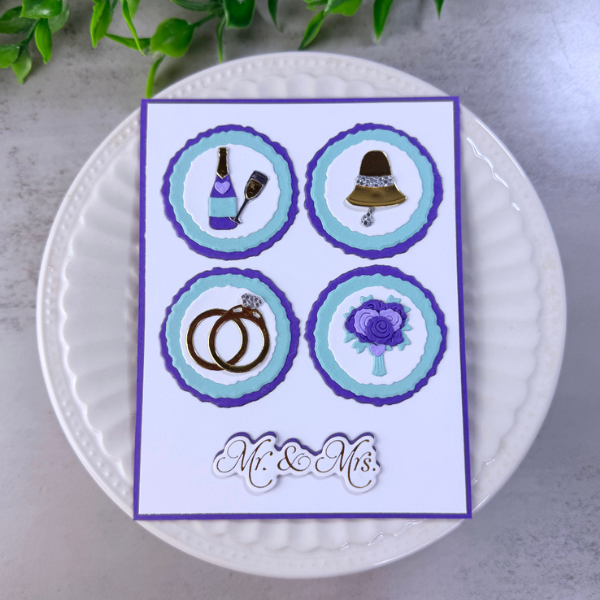 Simple 4 Block Grid Style Card - Spellbinders Classic Mouse Wedding Collection