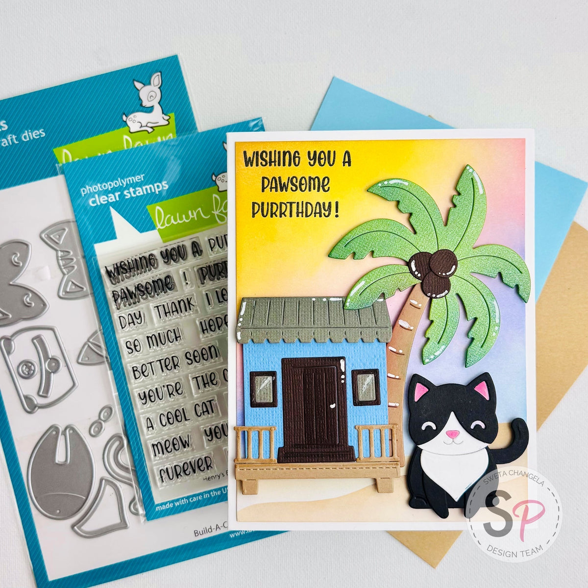 Lawn Fawn | Build-a-Cat Birthday Card tutorial