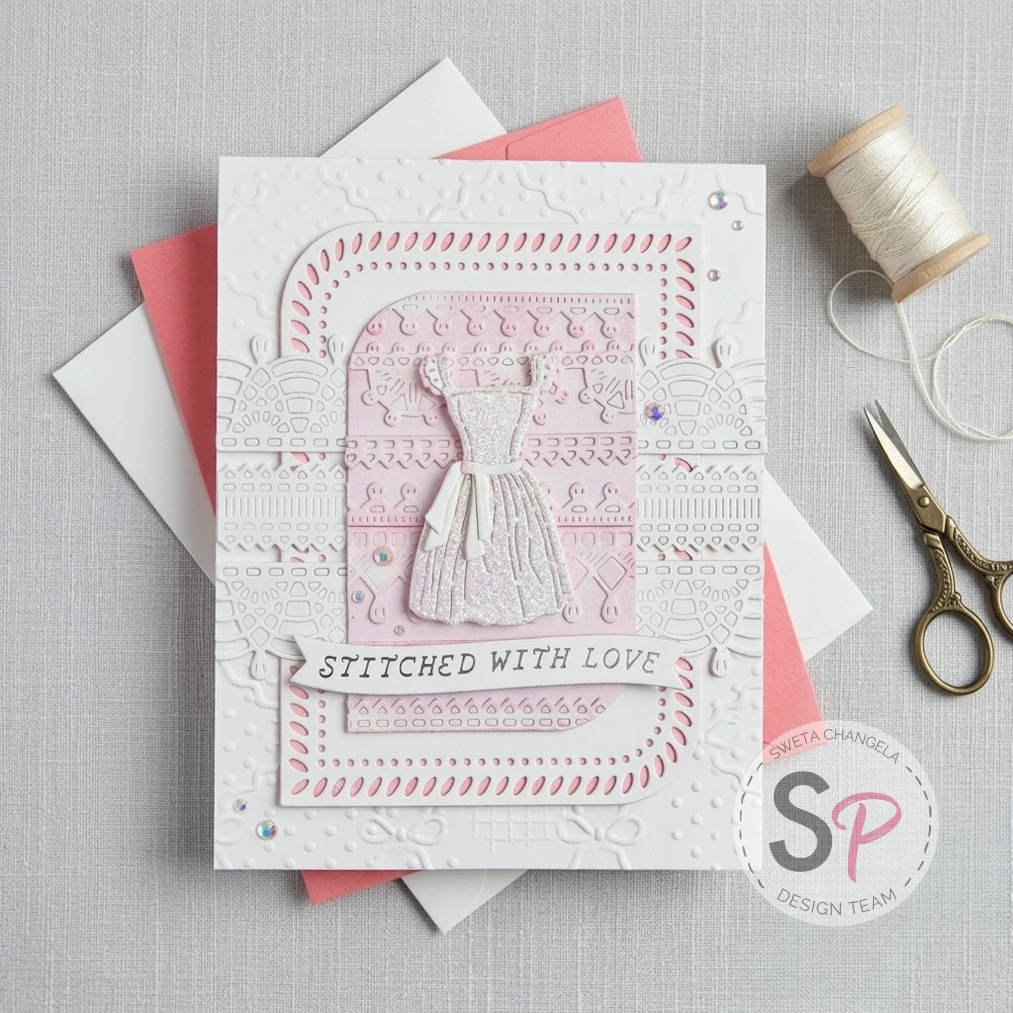 Elegant Shabby-Chic Card with Spellbinders Buttons and Keepsakes’ Collection