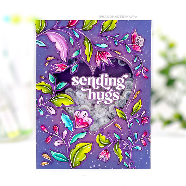 Pinkfresh Studio Heart Shaker Card by Kavya