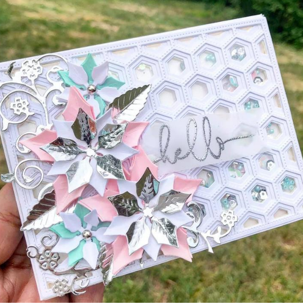 Hexagon Layers Shaker Card (Honey Bee Stamps Hexagon Cover Plate Dies)