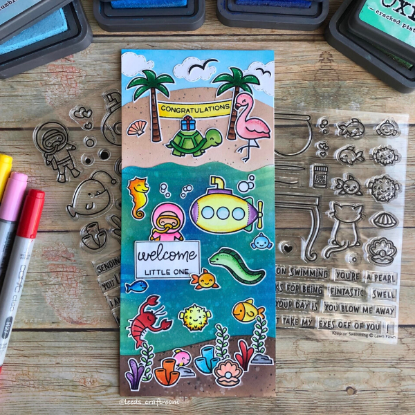 Ocean Theme Baby Card by Leeds