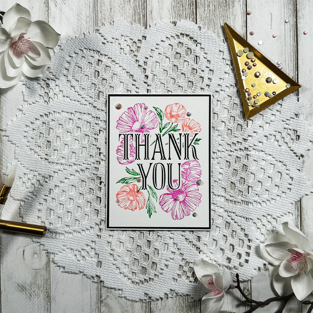 Spellbinders Thank You Blooms Press Plate