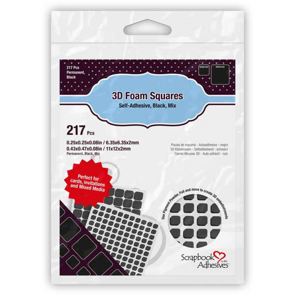 3L - Scrapbook Adhesives - 3D Foam Squares - Black Variety Pack-ScrapbookPal