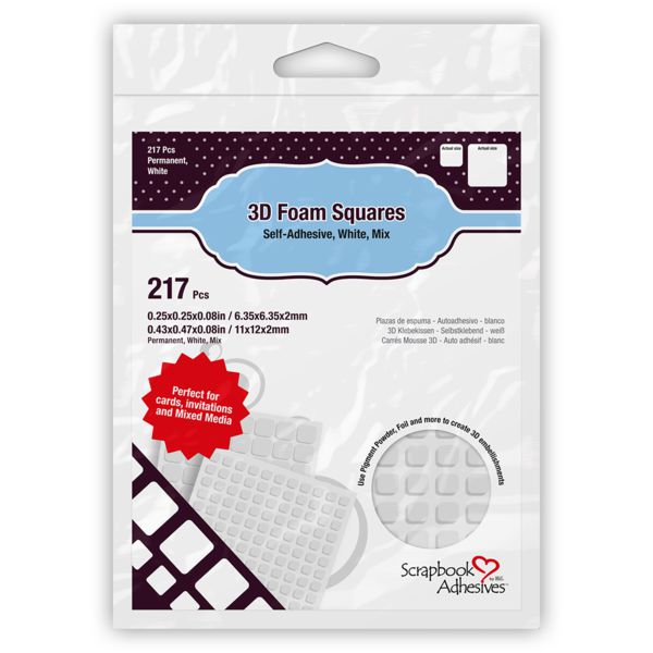 3L - Scrapbook Adhesives - 3D Foam Squares - White Variety Pack-ScrapbookPal