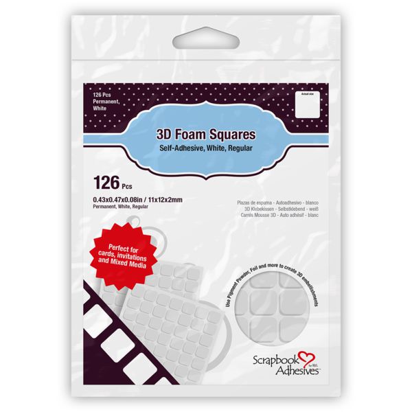 3L - Scrapbook Adhesives - 3D Foam Squares - White-ScrapbookPal