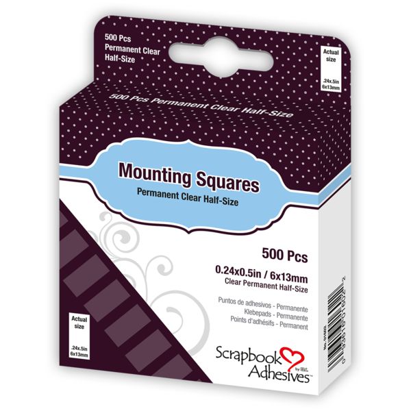 3L - Scrapbook Adhesives - Mounting Squares - Clear Half-Size, 500 pack-ScrapbookPal