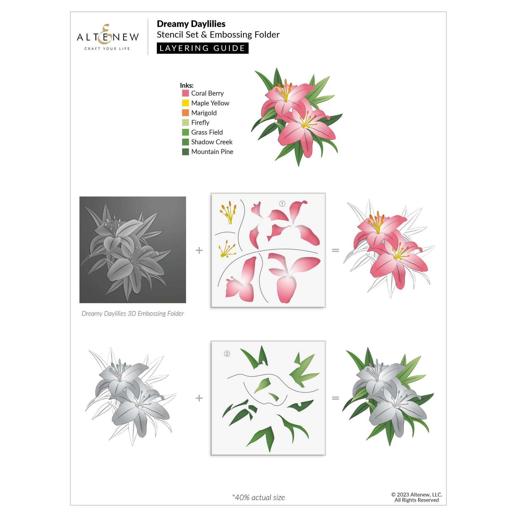 Altenew - 3D Embossing Folder - Dreamy Daylilies-ScrapbookPal