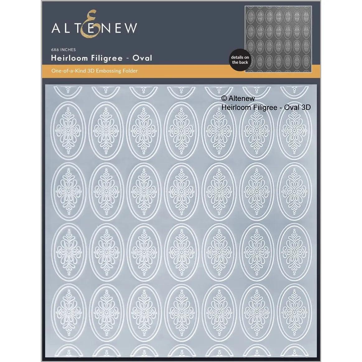Altenew - 3D Embossing Folder - Heirloom Filigree - Oval-ScrapbookPal