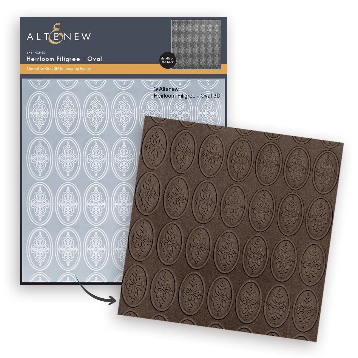 Altenew - 3D Embossing Folder - Heirloom Filigree - Oval-ScrapbookPal