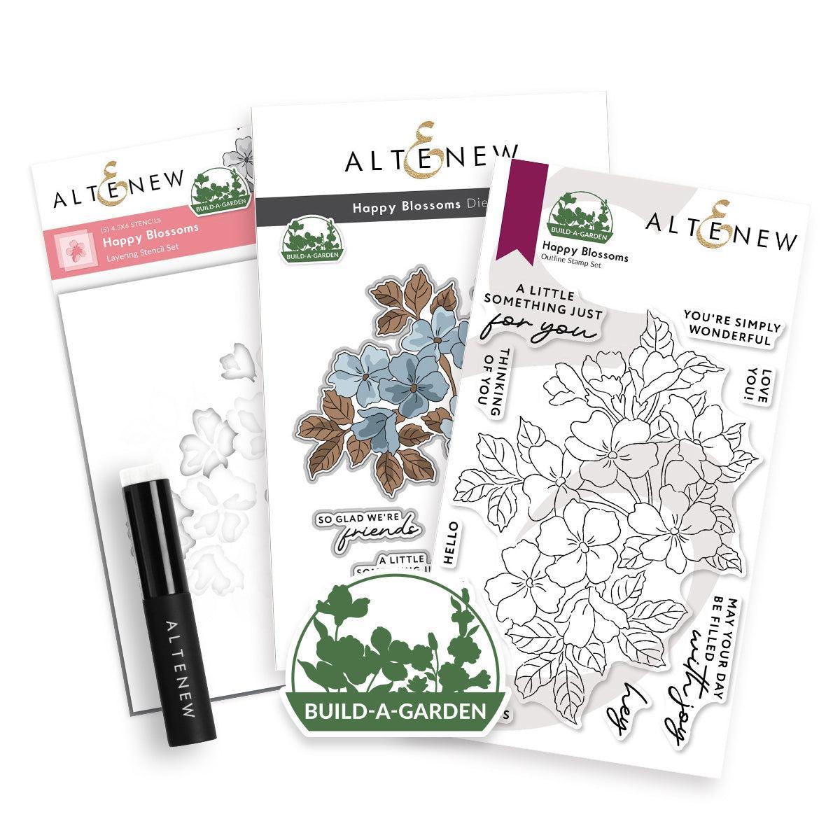 Altenew - Clear Stamps, Stencils, &amp; Dies - Build-A-Garden: Happy Blossoms-ScrapbookPal
