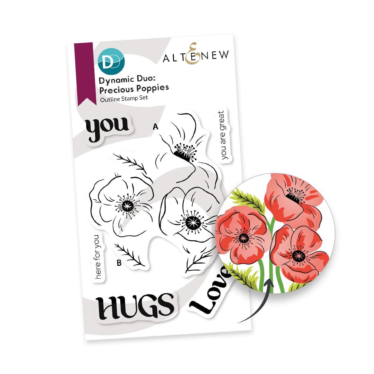 Altenew - Clear Stamps &amp; Stencils - Dynamic Duo: Precious Poppies-ScrapbookPal