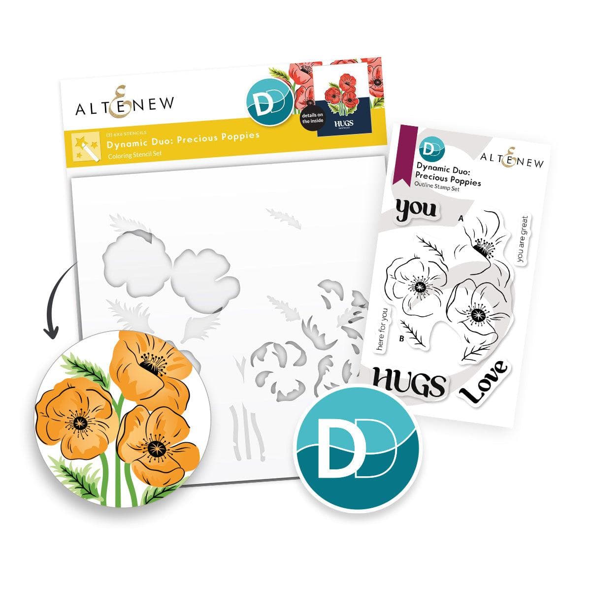 Altenew - Clear Stamps &amp; Stencils - Dynamic Duo: Precious Poppies-ScrapbookPal