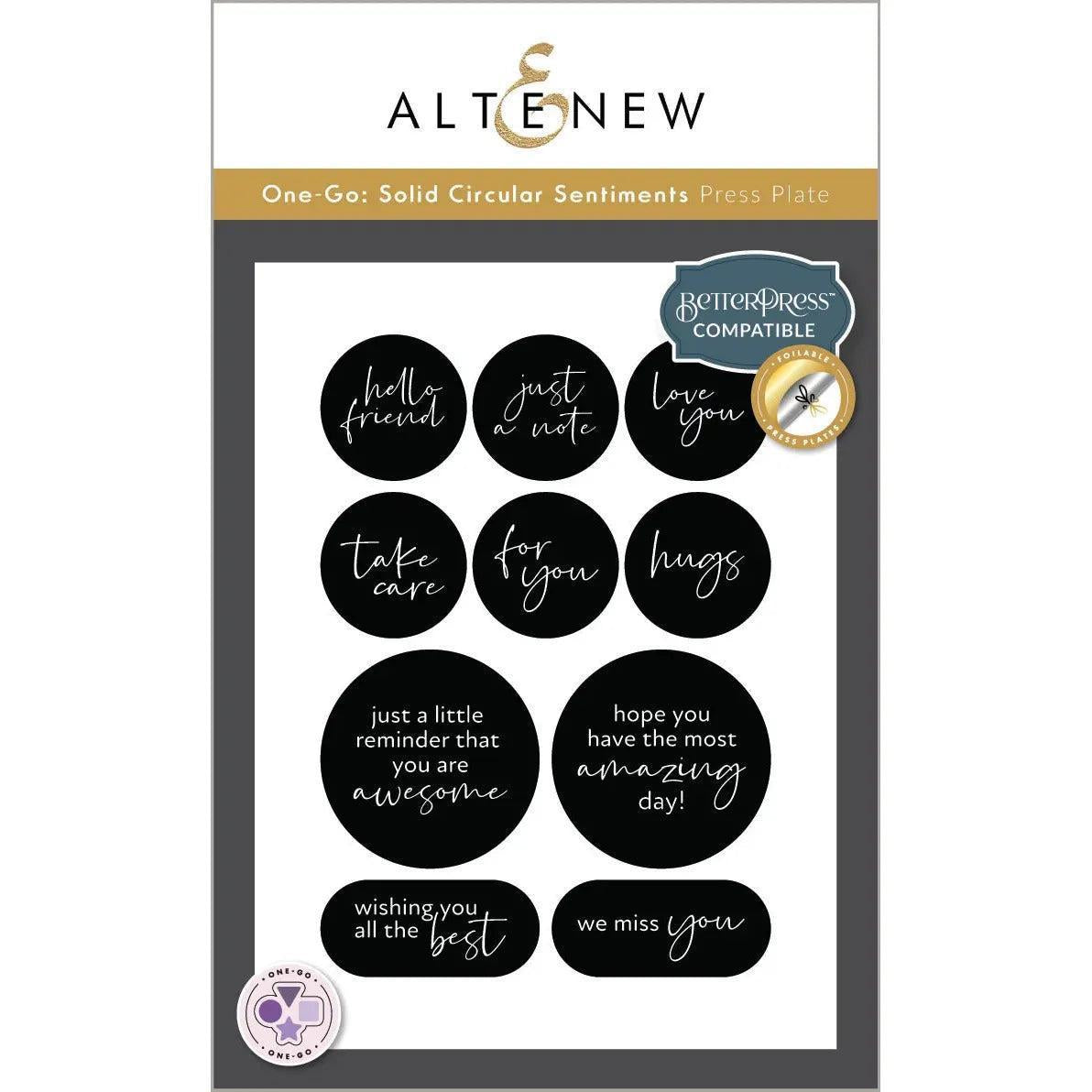 Altenew - Press Plates - One-Go: Solid Circular Sentiments-ScrapbookPal