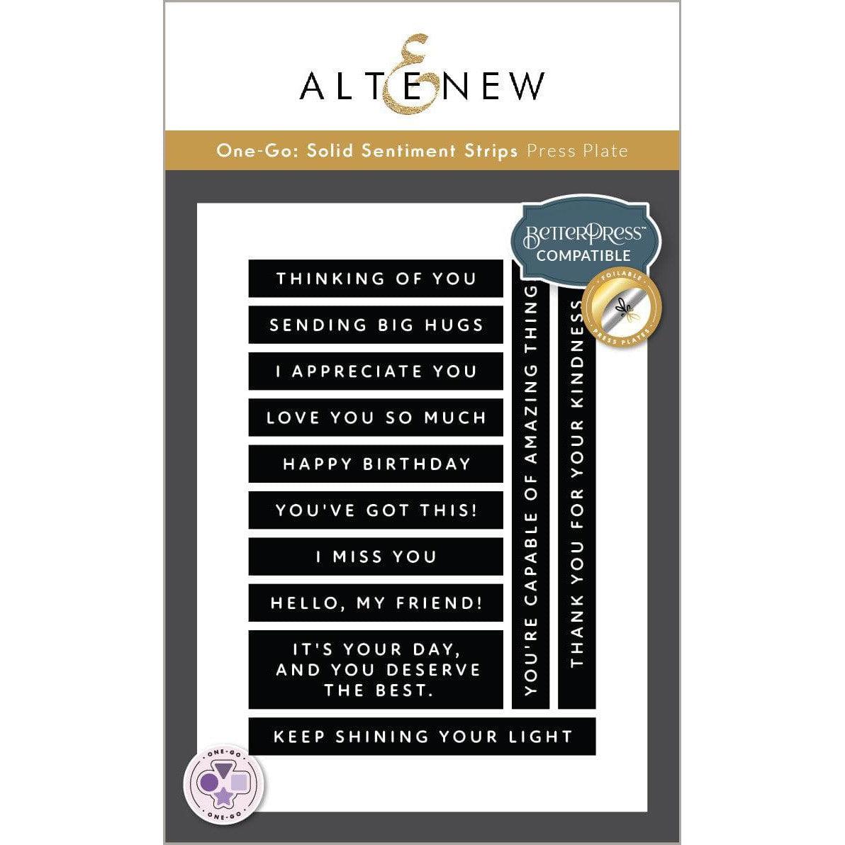 Altenew - Press Plates - One-Go: Solid Sentiment Strips-ScrapbookPal