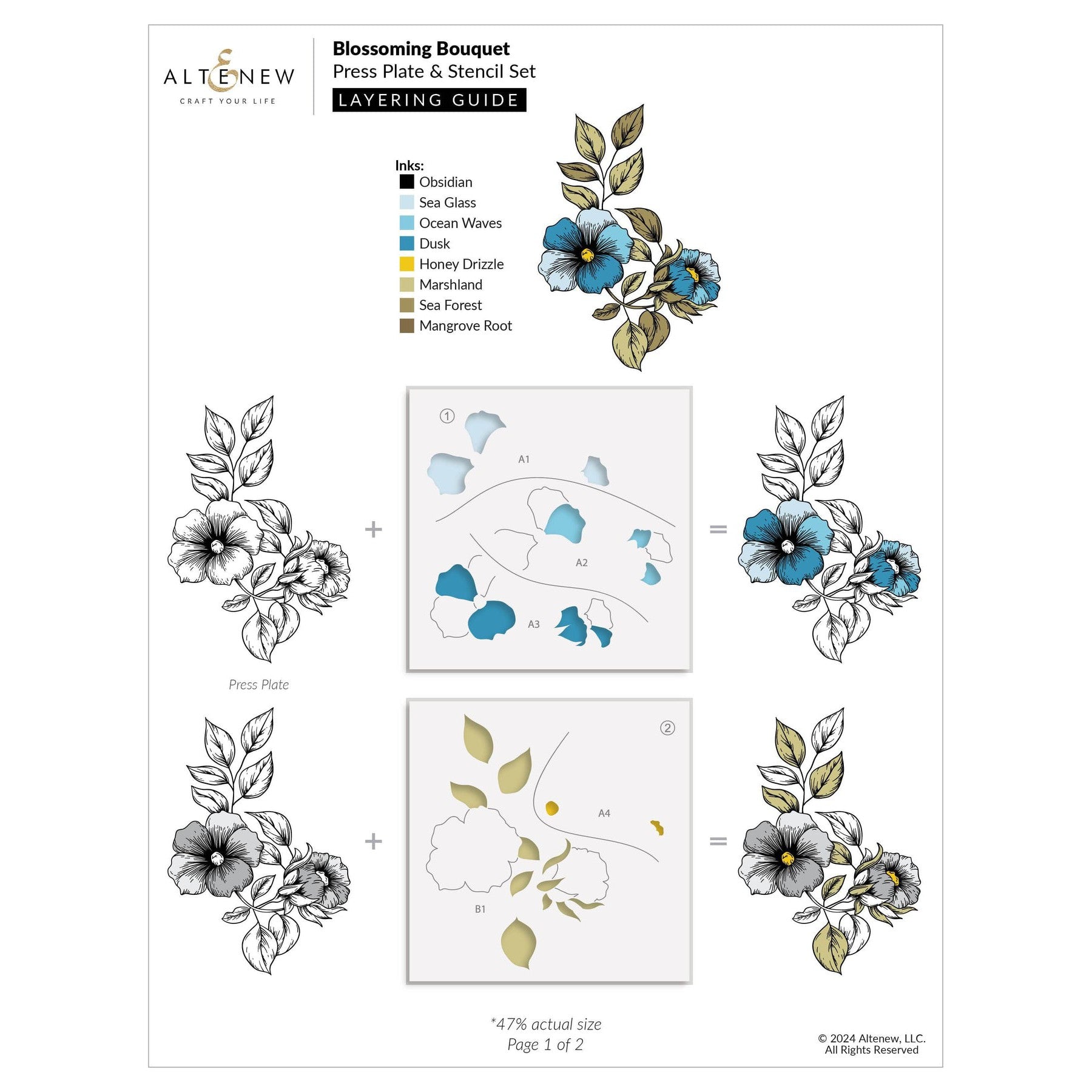 Altenew - Stencils - Blossoming Bouquet-ScrapbookPal