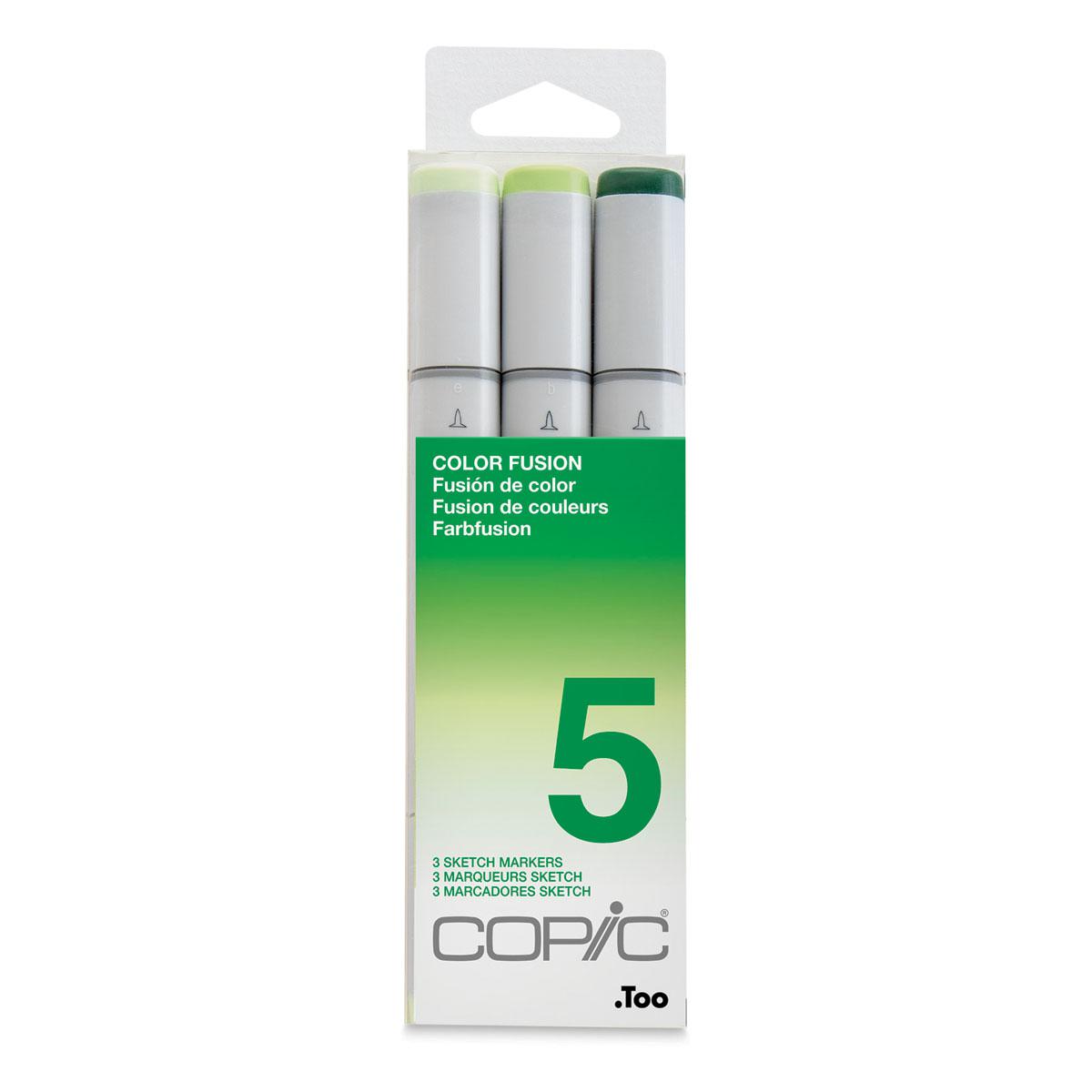 Copic - Sketch Marker Color Fusion - Set 5 Greens, 3 pk-ScrapbookPal