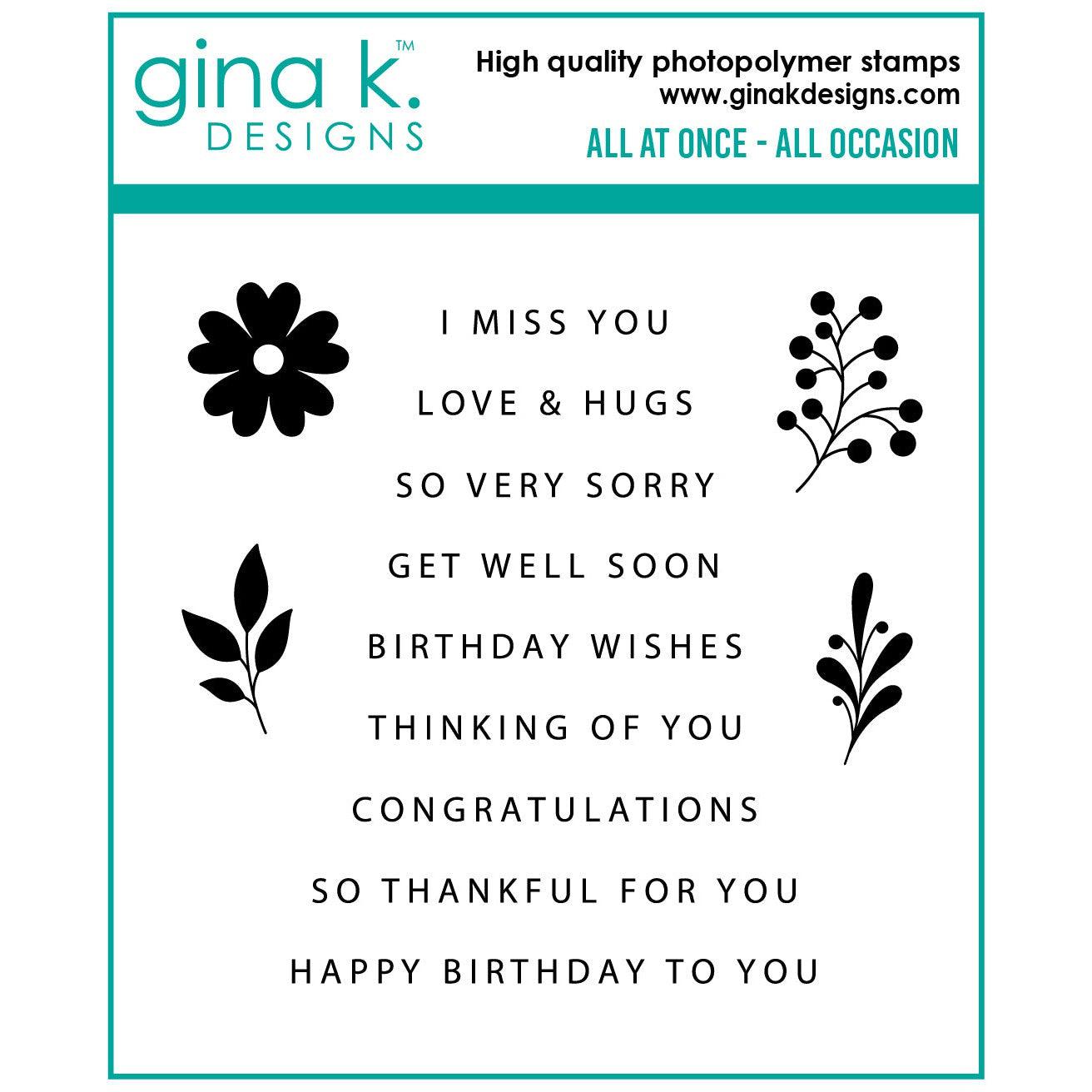 Gina K. Designs - Clear Stamps - All at Once - All Occasion-ScrapbookPal