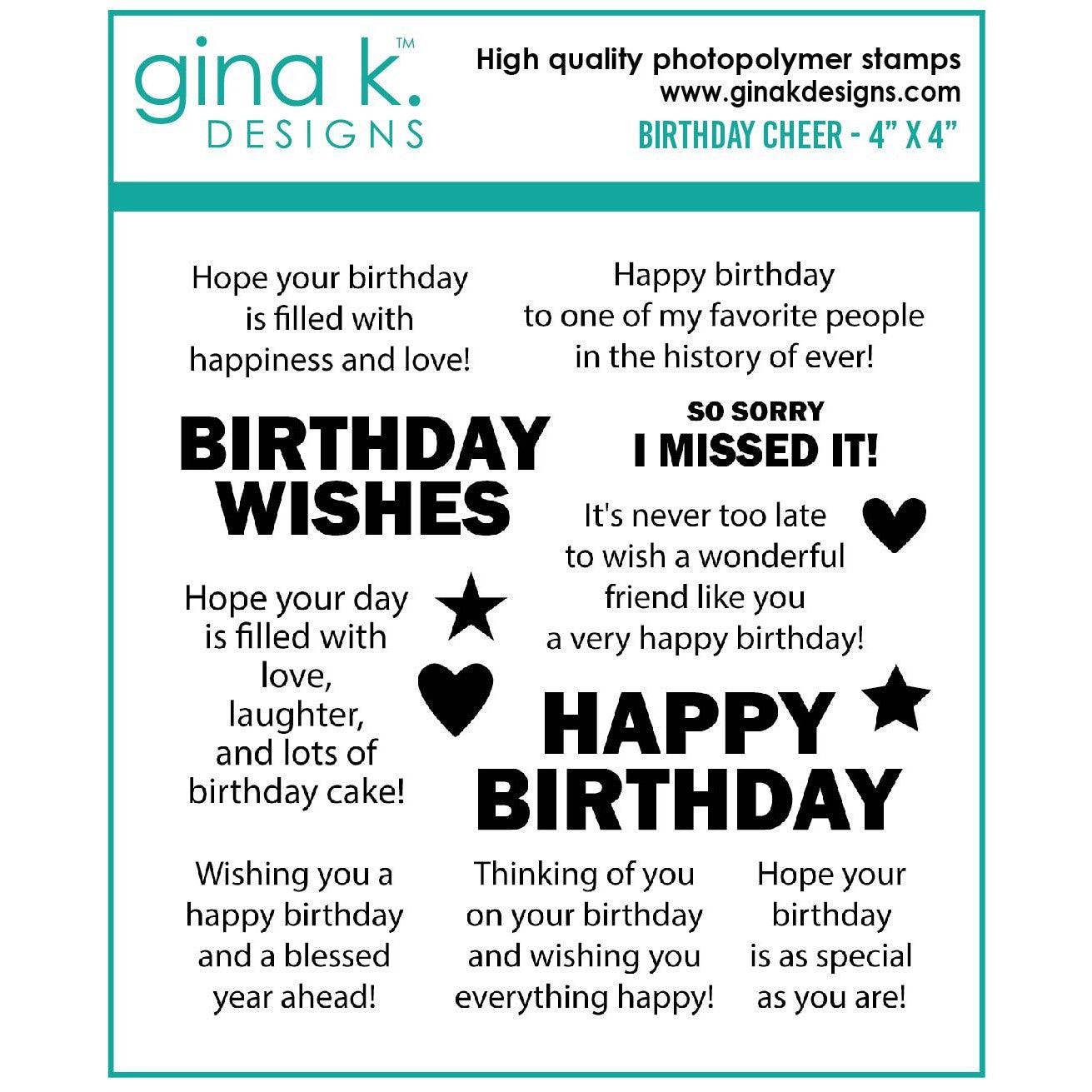 Gina K. Designs - Clear Stamps - Birthday Cheer Mini-ScrapbookPal