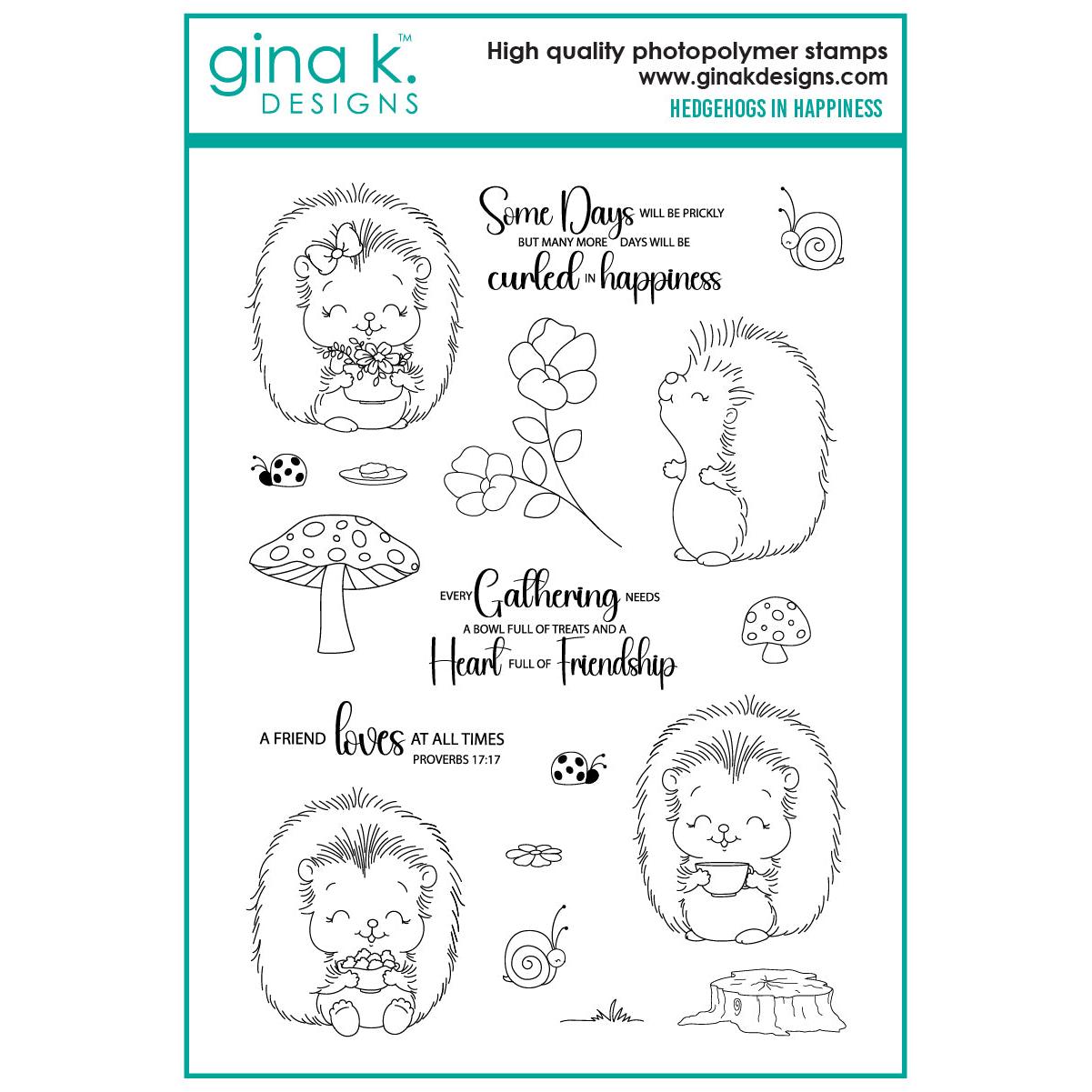 Gina K. Designs - Clear Stamps - Hedgehogs in Happiness-ScrapbookPal