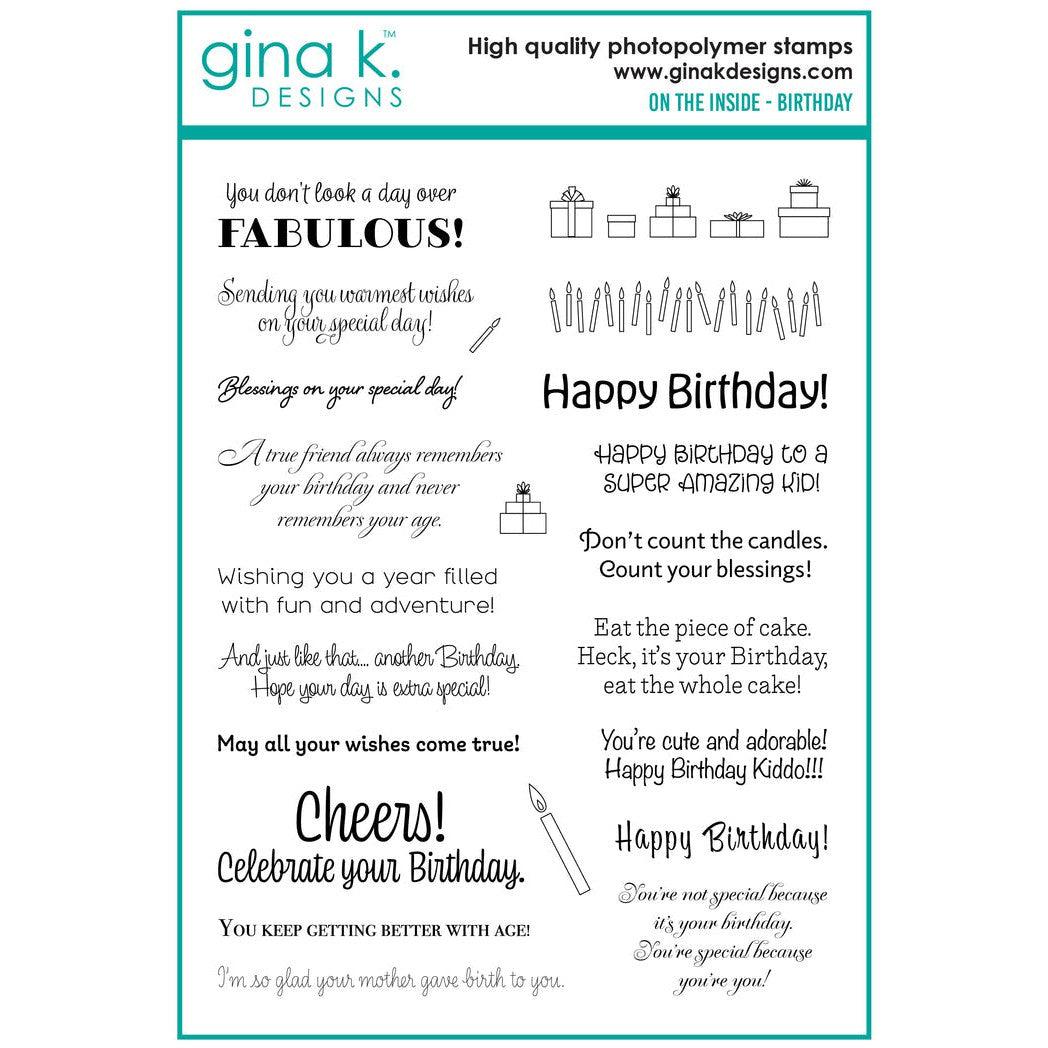 Gina K. Designs - Clear Stamps - On the Inside - Birthday-ScrapbookPal
