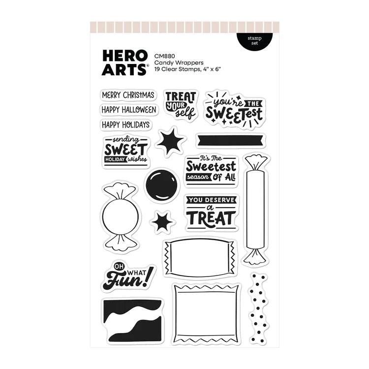 Hero Arts - Beary Sweet Holiday Collection - Clear Stamps - Candy Wrappers-ScrapbookPal