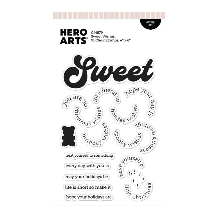 Hero Arts - Beary Sweet Holiday Collection - Clear Stamps - Sweet Wishes-ScrapbookPal