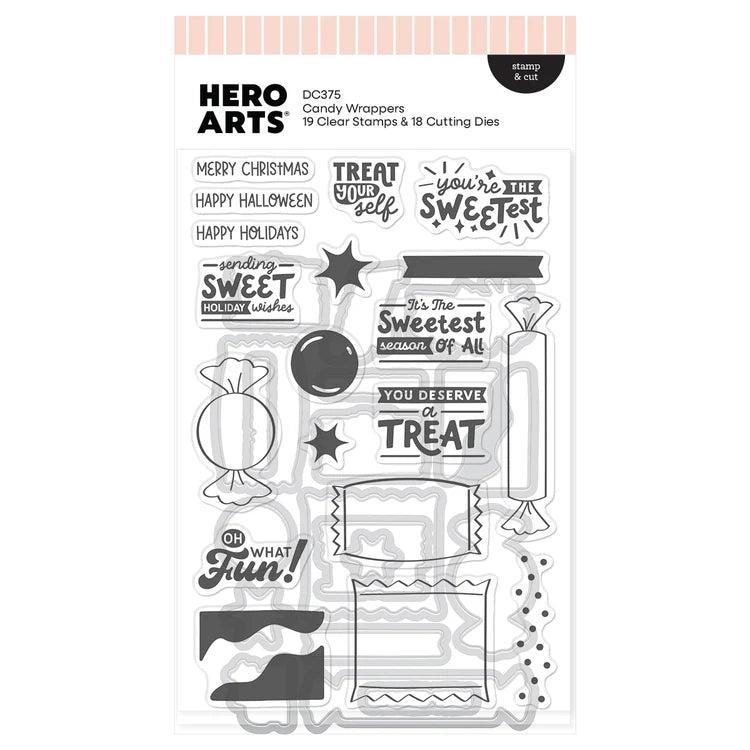 Hero Arts - Beary Sweet Holiday Collection - Stamp & Cut - Candy Wrappers-ScrapbookPal