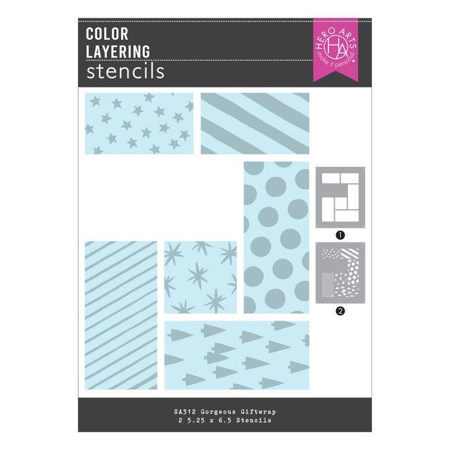 Hero Arts - Best Gift Ever Collection - Stencils - Gorgeous Giftwrap-ScrapbookPal