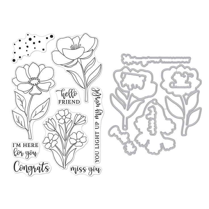 Hero Arts - Blossoms &amp; Birdsong Collection - Clear Stamps &amp; Dies - Here For You-ScrapbookPal