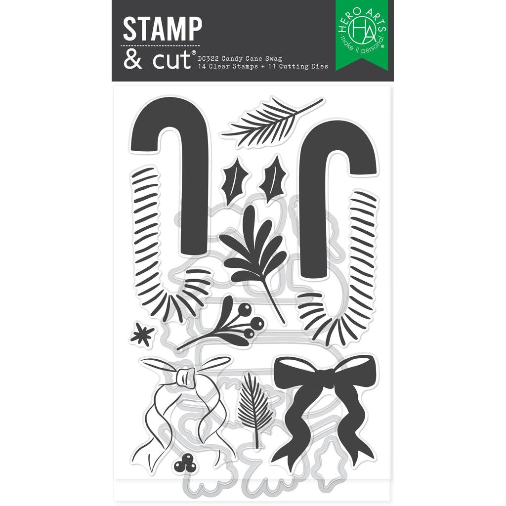 Hero Arts - Candy Cane Season Collection - Stamp &amp; Cut - Candy Cane Swag-ScrapbookPal