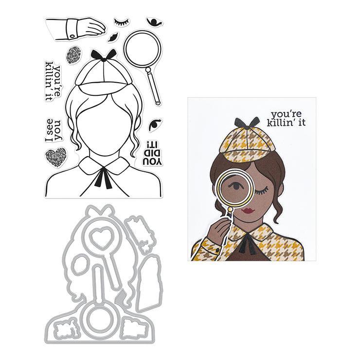 Hero Arts - Case Closed Collection - Clear Stamps &amp; Dies - Miss Detective-ScrapbookPal