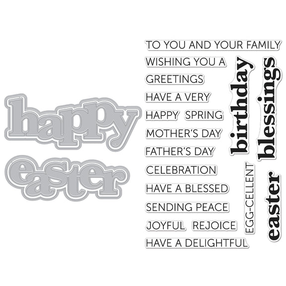 Hero Arts - Charming Easter Collection - Stamp &amp; Cut XL - Happy Easter-ScrapbookPal