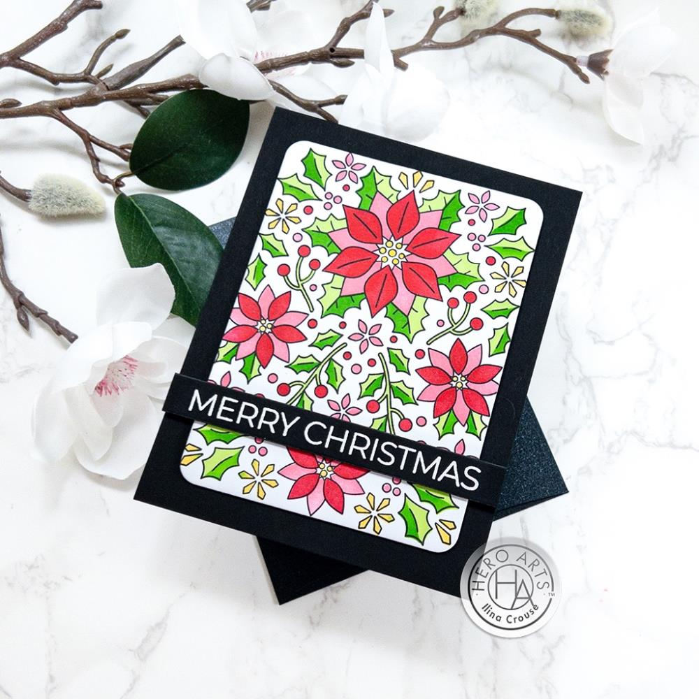 Hero Arts - Clear Stamps - Poinsettia Pattern-ScrapbookPal
