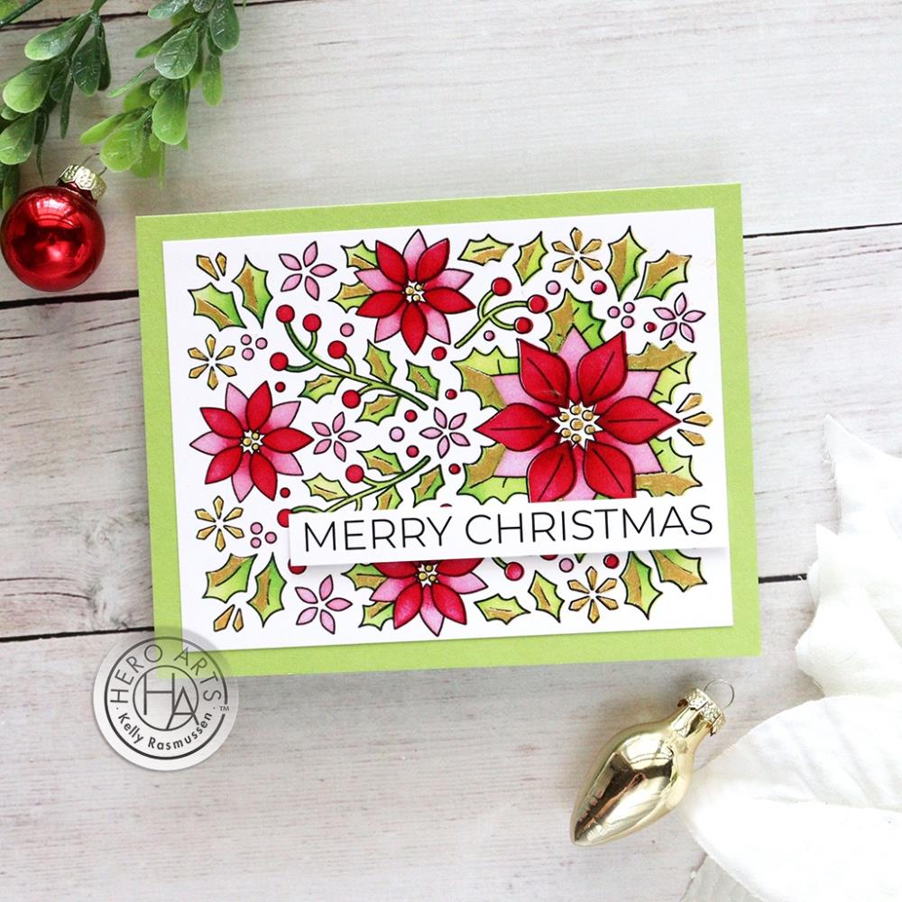 Hero Arts - Clear Stamps - Poinsettia Pattern-ScrapbookPal