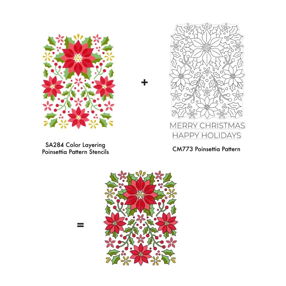 Hero Arts - Clear Stamps - Poinsettia Pattern-ScrapbookPal