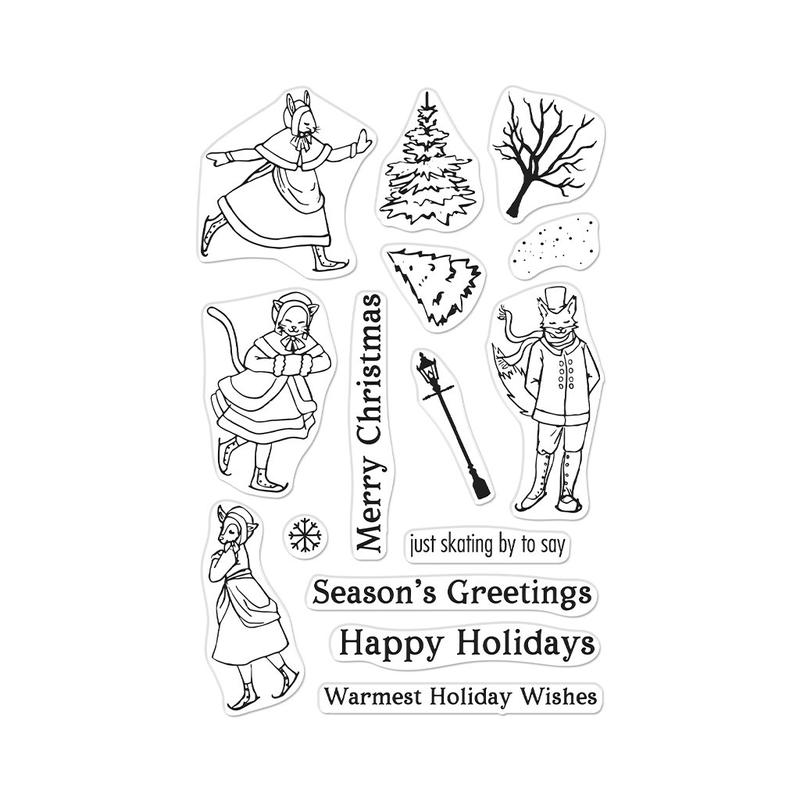 Hero Arts - Clear Stamps - Victorian Ice Skaters-ScrapbookPal