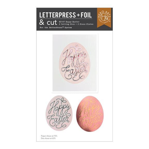 Hero Arts - Eggstra Special Collection - Letterpress + Foil Plate &amp; Cut - Happy Easter-ScrapbookPal
